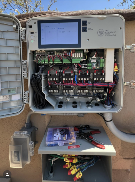 Pentair automation panel open during diagnostic repair