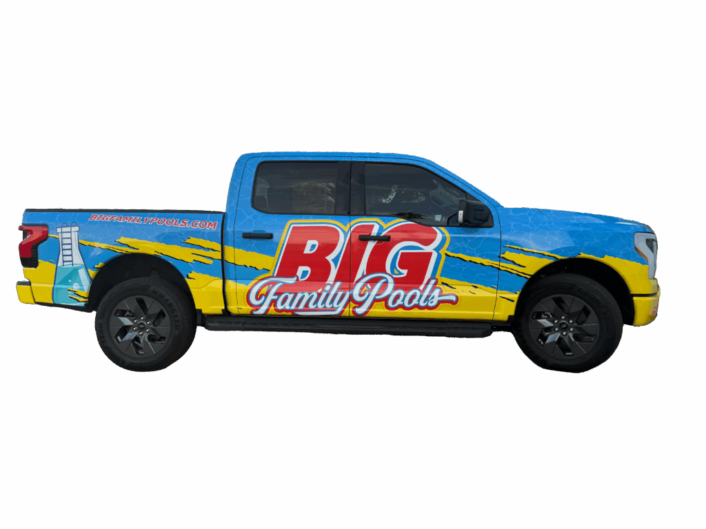 BIG Family Pools branded service truck